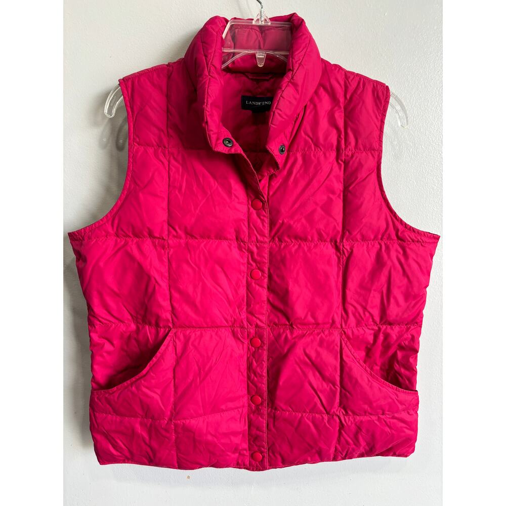 Lands' End Quilted Puffer Vest Jacket Womens Size Medium Cabincore Gorpcore